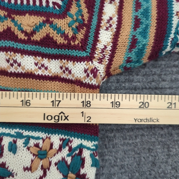 NWOT 90s Petite Fair Isle Cardigan Women’s Small, Cotton, Cabincore, Holiday - Picture 4 of 11